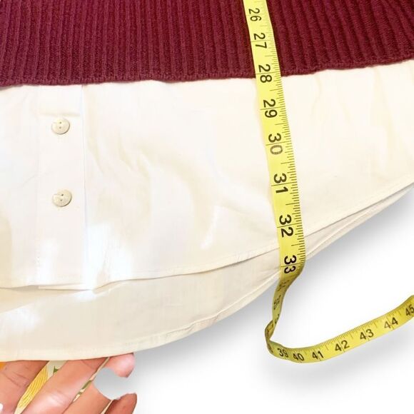 Cinq à Sept Santina Dress Burgundy Red Shirt Sleeves/Hem Sweater Dress Womens XS - Picture 13 of 14